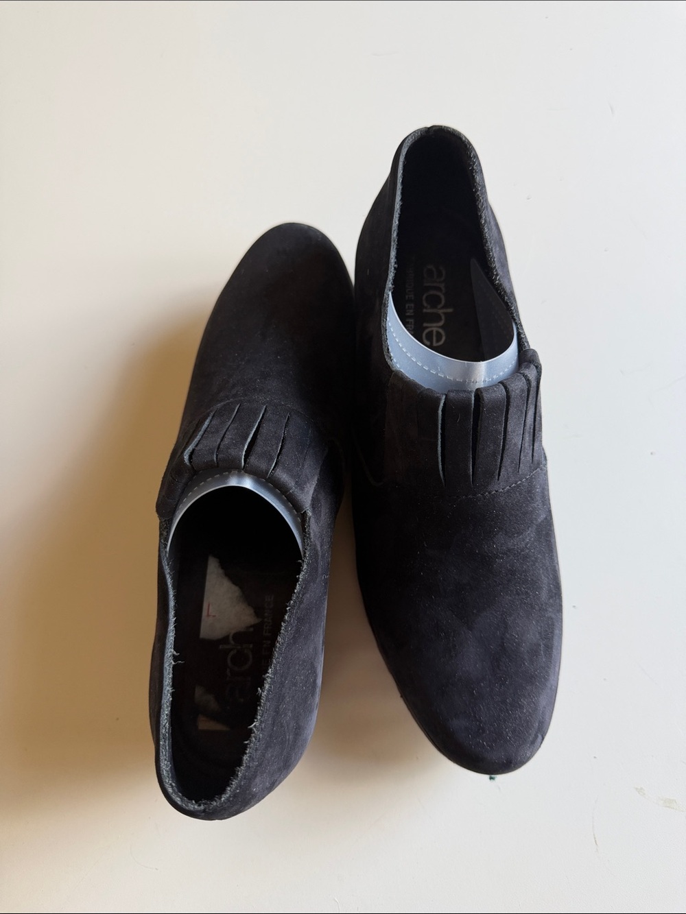 Arche Black Nubuck Suede Wedge Pumps Shoes EU 37 Made in France